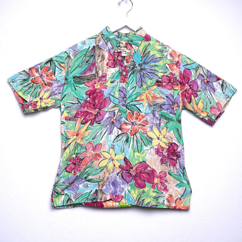 Vintage‎ Cooke Street Honolulu Hawaiian Shirt Size S 100% Cotton Made in USA